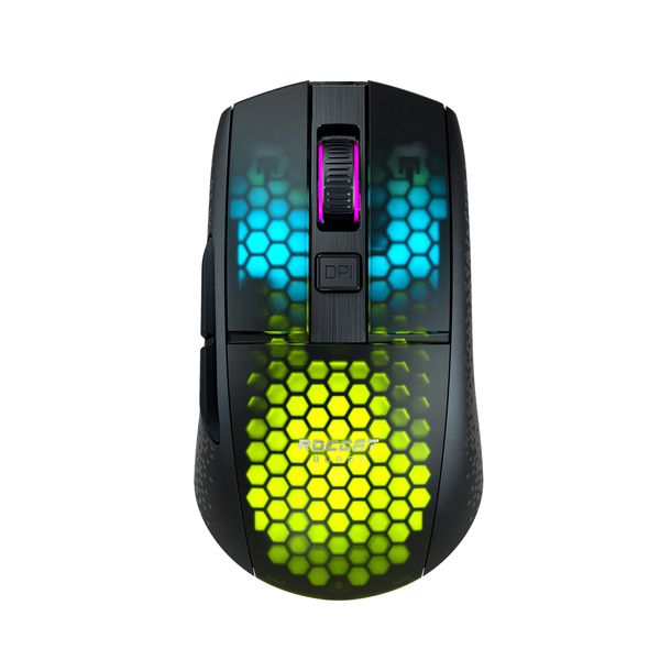 Roccat Burst Pro Air - Lightweight Symmetrical Optical Wireless RGB Gaming Mouse with 19K DPI Optical Owl-Eye Sensor, Optical Switches,Titan Wheel, 81-gram weight, black