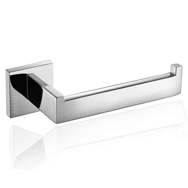 ThinkTop Luxury Sqaure Chrome Toilet Roll Holder Wall Mounted Silver SUS304 Stainless Steel Toilet Paper Holder for Bathroom