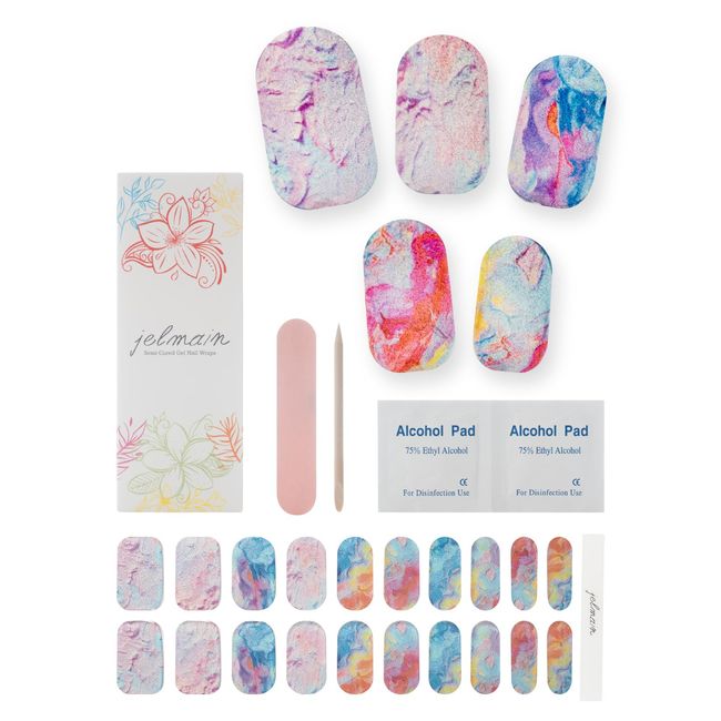 jelmain Gel Nail Seal, Curing Type, Gel Nail, Just Stick, Hand, Color, Nail Seal, Foot Self Nail, Home Nail Kit, Popular Design (Sunset)