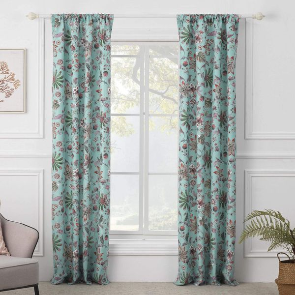 Greenland Home Barefoot Bungalow Audrey Curtain Panel Set, 84 x 84 inches, Turquoise