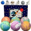 Galaxy Bath Bombs for Kids with Toys Inside - Organic Bubble Bath Fizzies with Educational Outer Space Planet Surprises. Gentle and Kids Friendly Bubble Bath Fizzy, Birthday Gift for Boys, Girl
