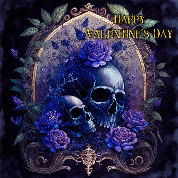 Valentines Day Card Fantasy Gothic Skull Art (Design 2)