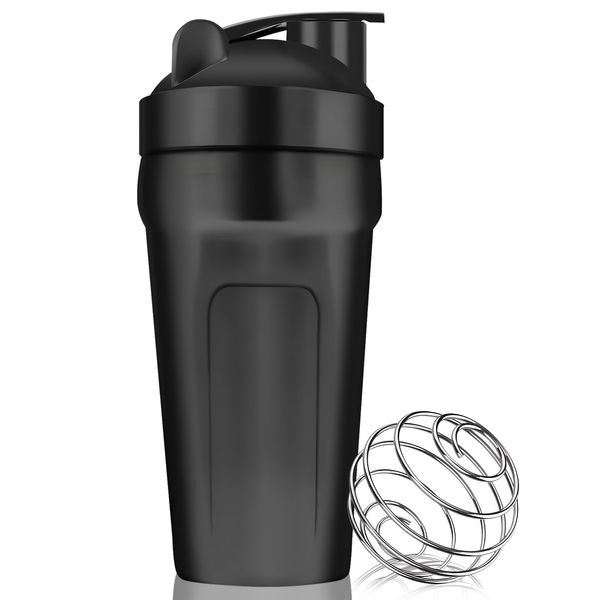 ROCKY&CHAO 900ml Stainless Steel Protein Shaker Bottle | Leak-Proof Lid | Ergonomic Fitness Shaker with Shaker Ball | Durable Metal Shaker for Smooth Mixing | Gym Shaker Bottle for Men Women