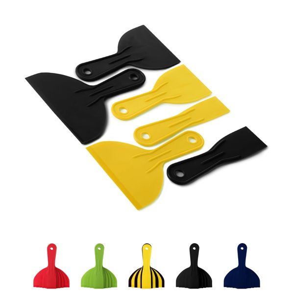 Bates- Plastic Putty Knife, 6 Pack, Black & Yellow, Plastic Paint Scraper, Plastic Scraper Tool, Putty Knife Set, Plastic Spreader, Spackle Tool, Plastic Putty Knife Scraper, Putty Scraper