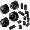 Jetec 4 Pack Universal Control Knobs Replacement with 12 Adapters for Oven/Stove/Range, Please Check Carefully Whether The Dimensions in Figure Match (Black)