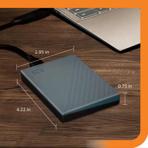 WD My Passport Hard Drive Works with USB-C 5TB (Mobile Hard Drive, Password Protection, Backup Software, USB 3.2 Gen 1, 3 Year Warranty) Silicon Grey