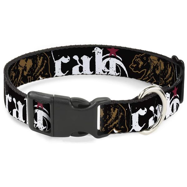 Buckle-Down 6-9" Cali with Grizzly Bear Plastic Clip Collar, Narrow Small