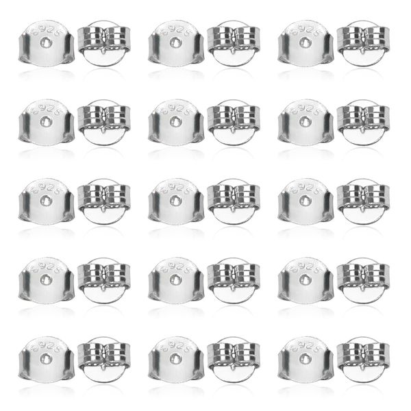 TOAOB 30pcs 925 Silver Earring Backs Secure Earring Safety Backs Ear Lockings Replacements for Studs Locking