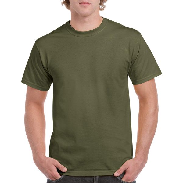 Gildan mens Heavy Cotton T-shirt, Style G5000, Multipack Shirt, Military Green (2-pack), Medium US