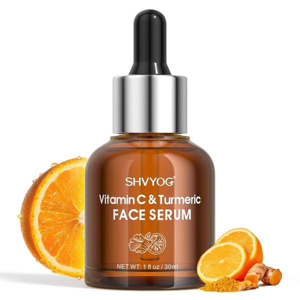 Vitamin C Face Serum with Turmeric for Uneven Skin Tone, Vitamin C & Turmeric Serum for Anti-Aging, Hydrating and Improving Dull Skin 1 Fl Oz