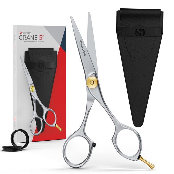 Suvorna 5" Mustache And Beard Scissors for Men, Salons, Barber, Hairdresser & Professional | Hair Cutting Scissors made with Stainless steel for Trimming | Grooming Scissors for Facial, Nose, Ear Hair