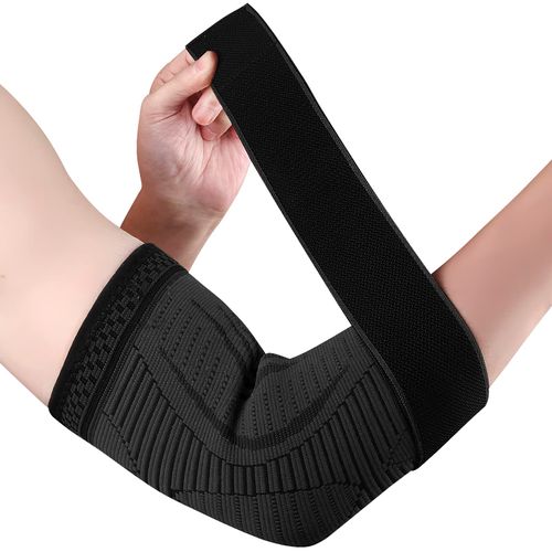 Elbow Support for Men and Women 1 Pack Non Slip Elbow Brace Adjustable Compression Arm Sleeve for Left and Right Hand Tennis Elbow, Golfers Elbow, Arthritis, Tendinitis, Weightlifting (Black, S)