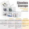 6PCS LRG Foldable Stackable Plastic Shoe Box Storage Organizer Transparent Case