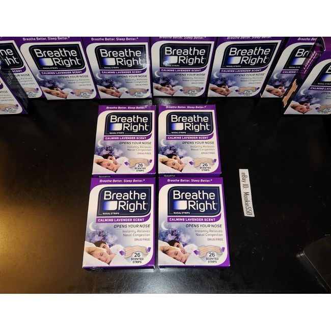 104ct - (4 Box 26ct) Breathe Right LAVENDER Scented Nasal Strips EXP 04/2025+!