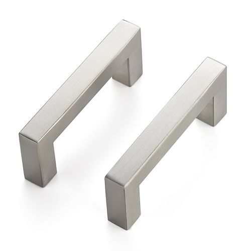 JOY DECOR 5 Pack Cabinet Handles,3 Inch Brushed Nickel Cabinet Pulls,Kitchen Cabinet Handles Square Drawer Pulls Stainless Steel Drawer Hardware Handles, 76mm Hole Centers