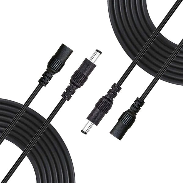 Liwinting 2pcs 1m Black DC Adapter Extension Cable, DC Extension Cable Connector, DC Plug Cable, DC 2.5mm x 5.5mm Plug Jack Extension Cable, DC Extension Connector for CCTV Security Camera System, IP Camera