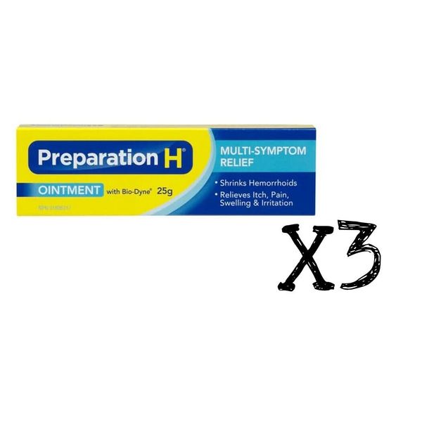 3x Canadian Preparation H OINTMENT BioDyne Multi-Symptom 25g Canada Wrinkles NEW
