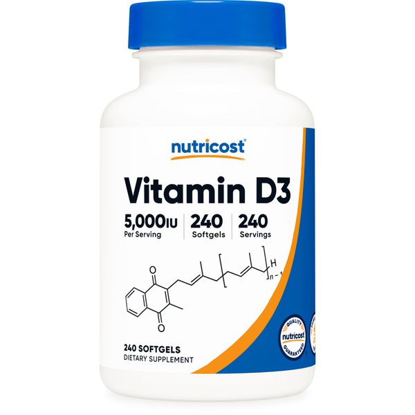 Nutricost Vitamin D3 5,000 IU, 240 Softgels - Non-GMO and Gluten Free Vitamin D