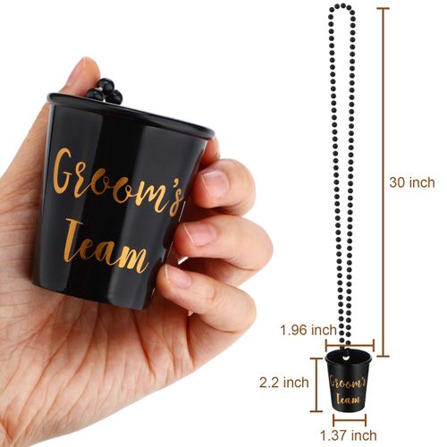 Maitys 12 Pcs Team Bride Shot Necklace Glass Bachelorette Shot Glass Necklace with Beads Chain Gold Foil Bridesmaid Gifts for Wedding Bachelorette Party Bridal Shower Decorations(Stylish)