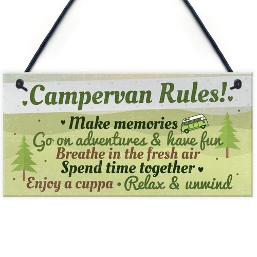 RED OCEAN Novelty Campervan Sign Camper VW Rules Travel Hanging Door Wall Plaque Sign