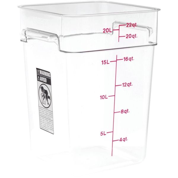 Camwear Polycarbonate Square Food Storage container, 22 Quart