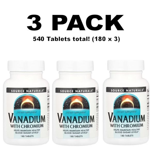 Source Naturals, Vanadium with Chromium, 3 PACK, 180 Tablets each (540 total!)