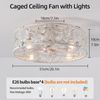 Low Profile Caged Ceiling Fan with Light Remote Timer Flush Mount for Bedroom