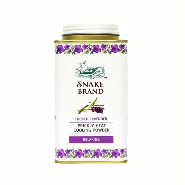 SNAKE BRAND Prickly Heat Cooling Body Powder 140g (Relaxing Lavender, Pack of 1)