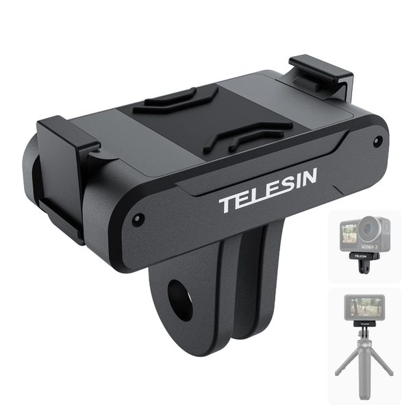 TELESIN OSMO Action 4 Magnetic Mount Quick Release Adapter Mount Accessories Magnetic Mount Tripod Mount Adapter for GoPro with 1/4" Screw Hole, Stability [DJI Osmo Action 2/3/4 Universal Use] 2024