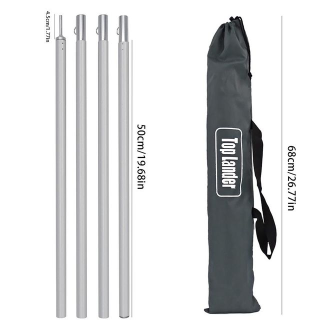 2PCS Telescoping Tent Poles Tarp Poles Adjustable Tent Support Rods  Replacement Rods For Tent Awning Outdoor Camping Accessories