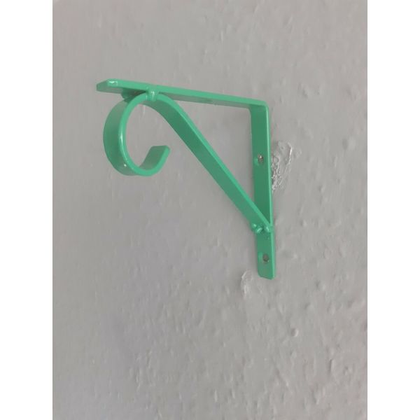 8x Metal Shelf Support Brackets-LIGHT GREEN New/Handmade 4" (10cm) x 13mm Wide.