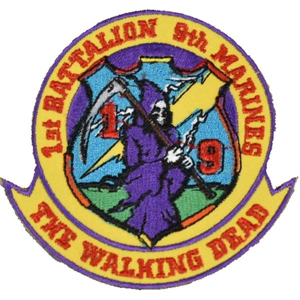 USMC 1ST FIRST BN BATTALION 9TH NINETH MARINES THE WALKING DEAD PATCH VET 1/9