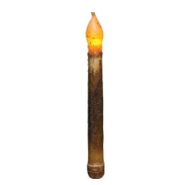 Burnt Mustard Timer Taper Candle, 9" Primitive Taper Candle w/ Timer, Pack of 4