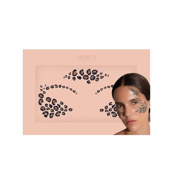 Leopard Print Contour Face Jewels by Mercy London Leopard Cat Costume Accessories Face Gems Jewels All In One Halloween Stick On