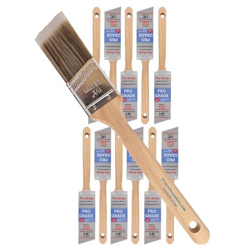 12PK 1.5" Angle House Wall,Trim Paint Brush Set Home Exterior or Interior Brush