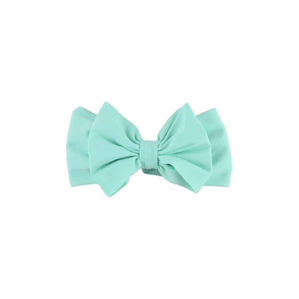 RuffleButts Swim Bow Headband - Vintage Aqua - One Size