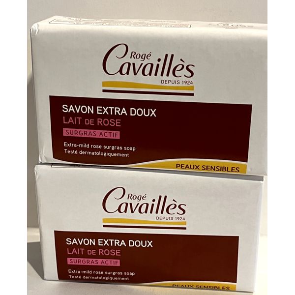 Roge Cavailles Extra-Mild Rose Milk Soap Surgras Actif 250g X2 New