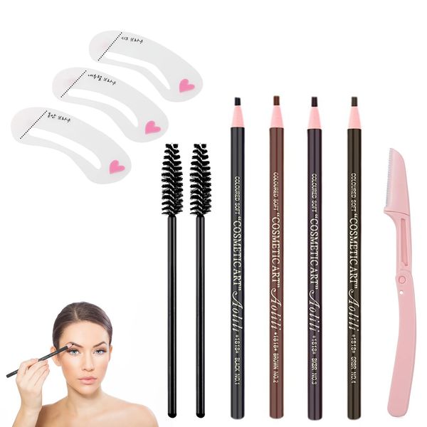 Augenbrauenstift,4pc Brow Pencils,Microblading Augenbrauenstift,Waterproof Eyebrow Pencils,Brow Pencils Set,Eye Brow Liners and Microblading Supplies Kit,for Marking,Filling and Outlining