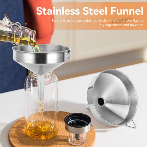 Funnel Stainless Steel 15cm/5.9inch Funnel,Kitchen Funnel Thickened Oil Funnel Jar Funnel for Spices, Essentail Oil, Ingredients