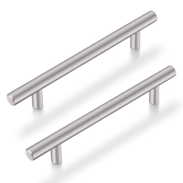 Probrico 5 Pack 6-3/10" Solid Stainless Steel Cabinet Pulls T Bar Modern Euro Style Brushed Nickel Kitchen Cupboard Handles Dresser Drawer Pulls Kitchen Cabinet Hardware 8-4/5" Length