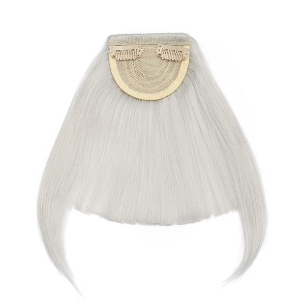 One Piece Bang Fringe Clip In Straight [Silver Grey] Hair Extensions Cute Synthetic Hairpieces For Women Ladies Girls