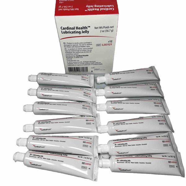 Case Of 12 Cardinal Health Lubricating Jelly 2 oz. Sterile Exp. 10/31/2025