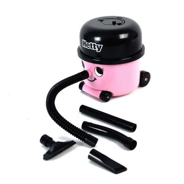 Hetty Hoover Schreibtischstaubsauger - Offiziell lizenziertes Henry Hoover, pinkfarbener Mini-Computer- & Tastaturreiniger, tragbare leichte Schreibtischreinigung, Neuheits-Geschenk für den Strumpf