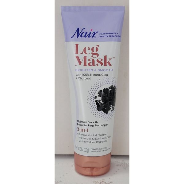 Nair Leg Mask Hair Remover + Treatment Brighten & Smooth Clay + Charcoal 8 oz