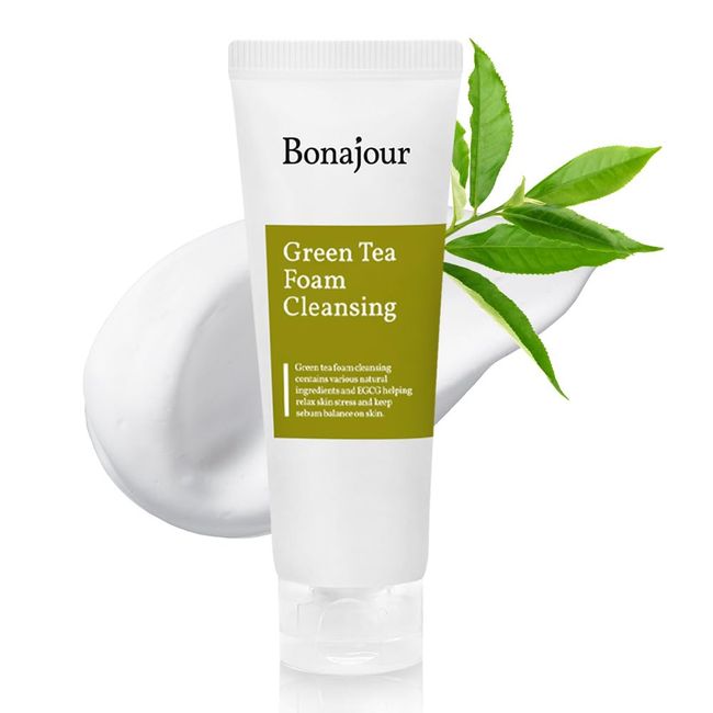 BONAJOUR] Green Tea Natural Pores Foam Cleanser - The Best Facial Wash for Acne & Oily skin 5.1Fl.oz