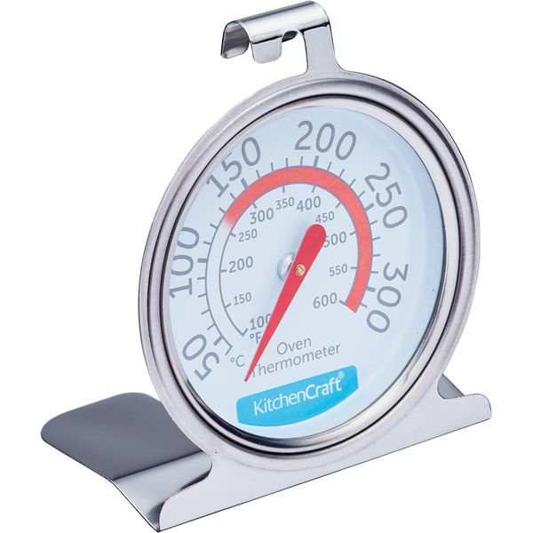 KitchenCraft Oven Thermometer, Stainless Steel Over Thermometer for Fan Oven and Gas Oven, 6.5 x 8 cm, Silver