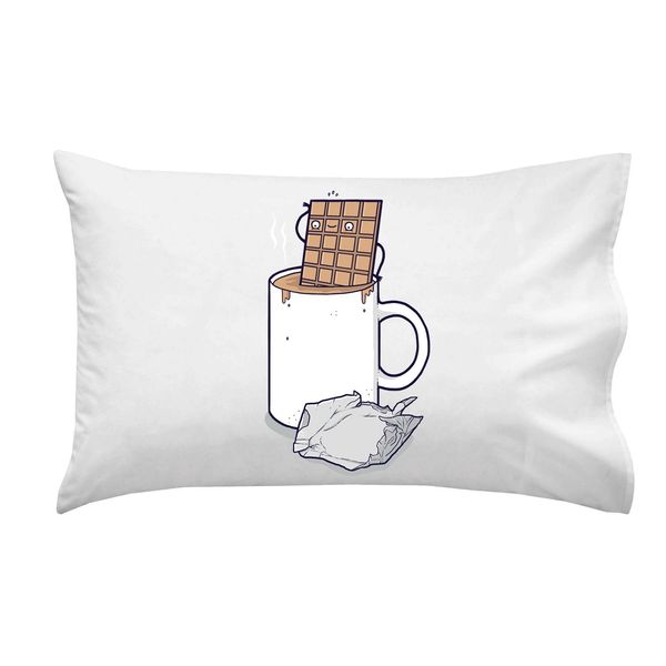 Hot Chocolate Candy Bar Bath Humor - Pillow Case Single Pillowcase