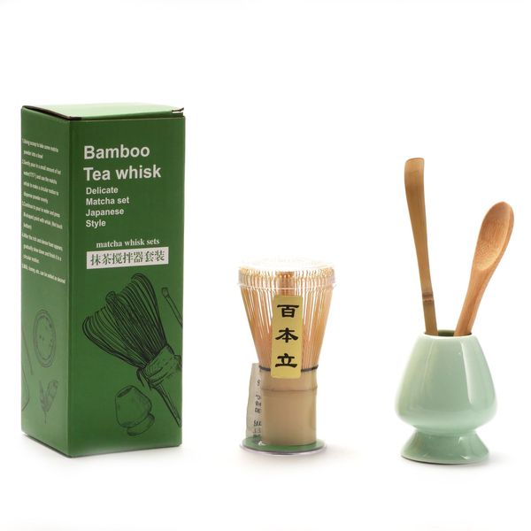4PCS Matcha Tea Whisk Set, Tea Steeper Matcha Tools Natural Matcha Whisk Handmade