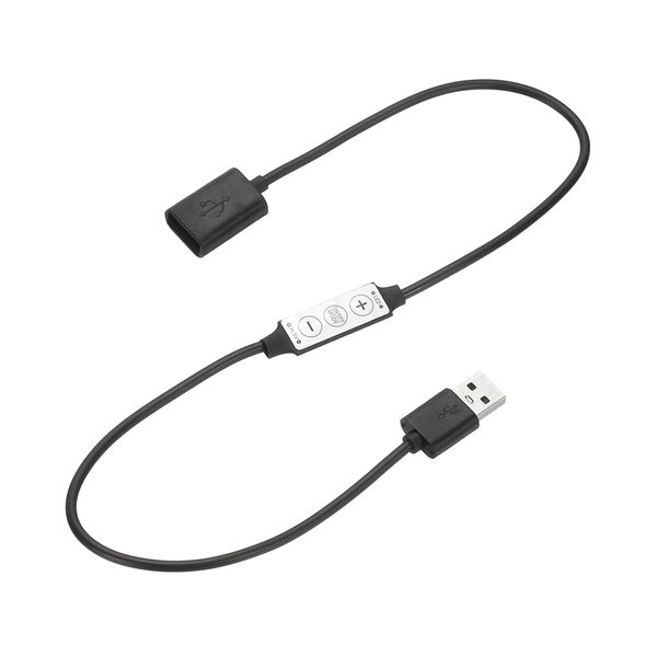 sourcing map LED Strip Dimmer, DC 5V 6A Brightness Adjustable Controller Lamp Button Switch with USB Connectors for Single Color Strips, Dynamic Mode Black