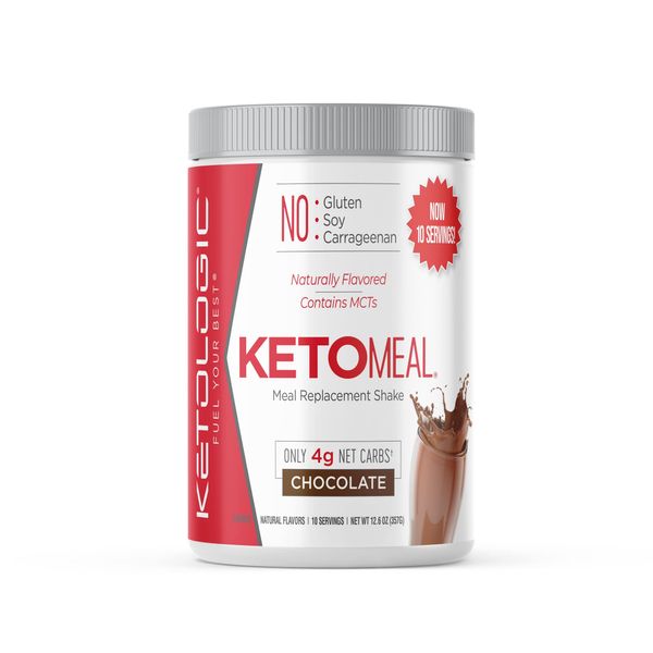 KetoLogic Keto Meal Replacement Shake Powder for Optimal Results + MCT Oil + Grass-Fed Whey - Perfectly Formulated Macros for Ketosis - 20 Servings - Chocolate